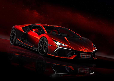 Red Lamborghini with Flame Design