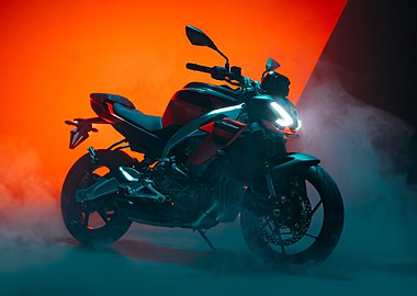 Black Motorcycle with Red Accents