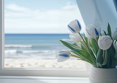 White Tulips by the Sea