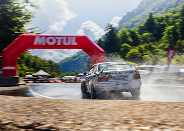 Drifting BMW Splashing Through Finish