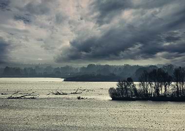 Stormy Lake Landscape