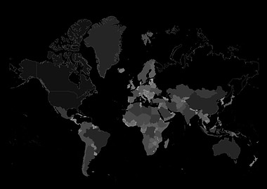 World Map in Grey Tones