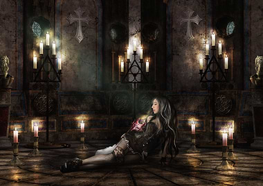 Gothic Woman with Candles