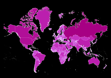 World Map in Pink Tones