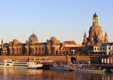 Dresden Skyline with Boats