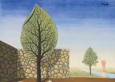rene magritte Surreal Tree and Wall