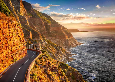 Coastal Road at Sunset
