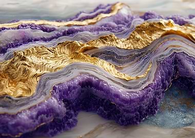 Purple and Gold Abstract Art