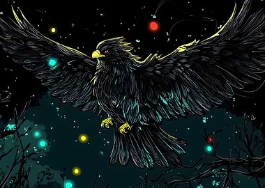 Black Eagle in Flight