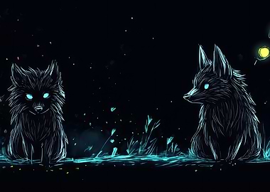 Glowing Foxes in the Night