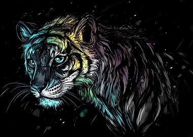 Tiger in Neon Hues