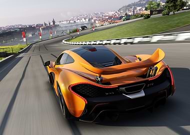 Orange Sports Car on Track