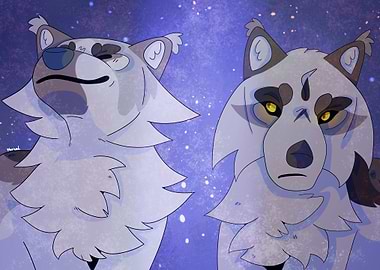 Two Wolves, Night Sky