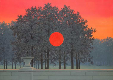 Red Sun Over Trees by rene magritte