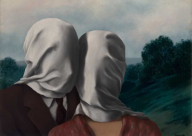 the lovers Couple Covered in Cloth by rene magritte