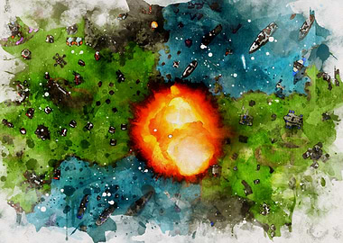 Total Annihilation Watercolor Battlefield