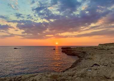 Fungus Rock- Sunset Over Rocky Coast