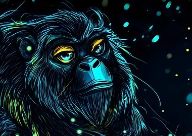Neon Gorilla Portrait