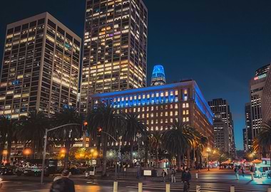 Nighttime San Francisco with Skyscrapers