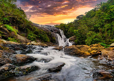 Waterfall Sunset
