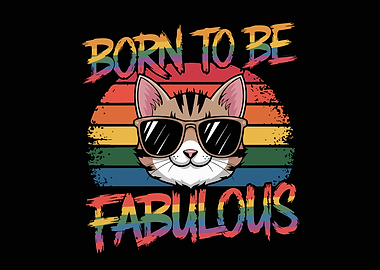 Cat with Sunglasses and Rainbow