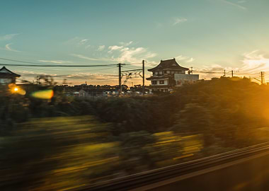 Sunset Train View - Shinkansen - Tōkaidō Line - Japan