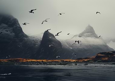 Birds Over Misty Mountains