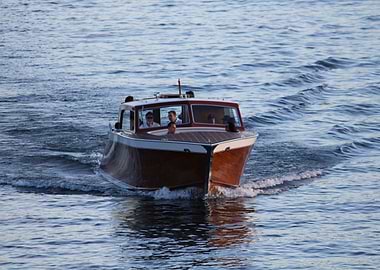 Classic Wooden Boat on Water