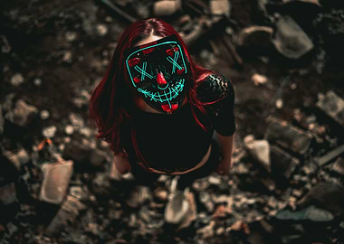 Woman in LED Mask