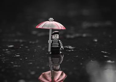 Lego Figure with Umbrella