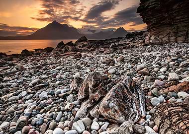 Sunset Over Rocky Shore