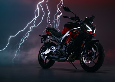 Red Sportbike with Lightning