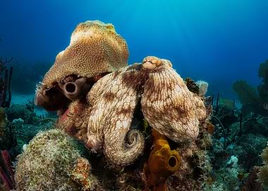 Octopus in Coral Reef