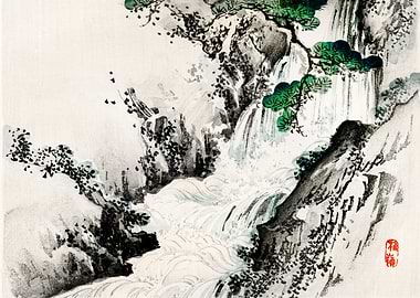 Japanese Waterfall Painting