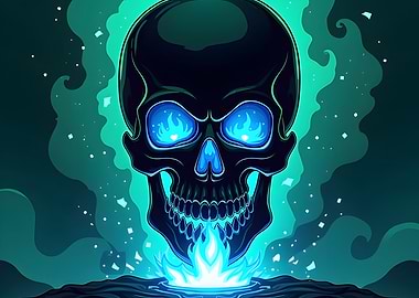Blue Flame Skull