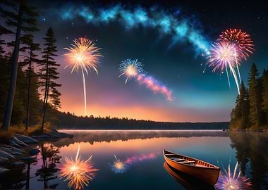 Fireworks Over Lake