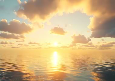 Golden Sunset Over Ocean