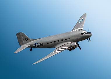 DC3 Vintage Airplane in Flight