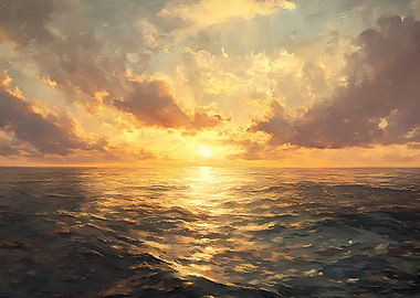 Golden Sunset Sea