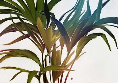 Green Palm Leaves Painting