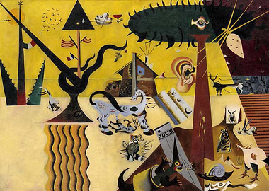 joan miro Surrealist Landscape with Animals