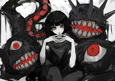 Anime Girl with Monsters