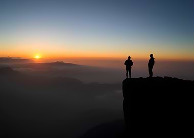 Sunrise Mountaintop Silhouettes