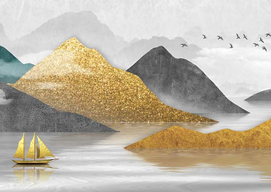 Abstract Golden Mountain