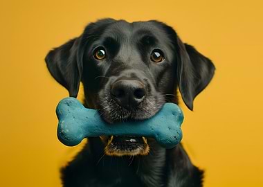 Black Lab with Blue Bone