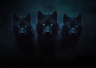 Three Black Alpha Wolves