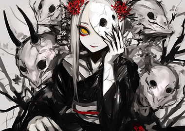 Anime Girl with Skull Mask
