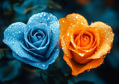 Blue and Orange Roses