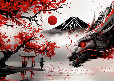 Japanese Dragon & Samurai