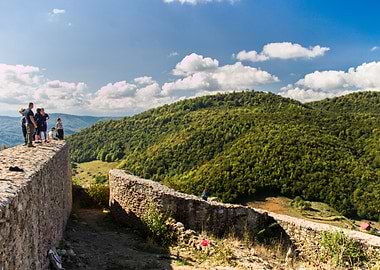 Ruins of an ancient fortress on the top of the Bosnian Pyramid of the Sun in Bosnia